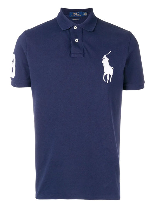 camisa polo com estampa de logotipo