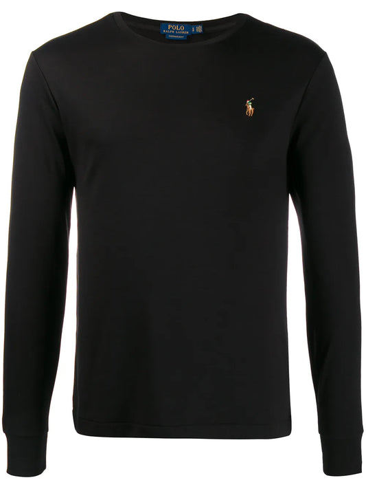 camiseta de manga comprida bordada com logotipo