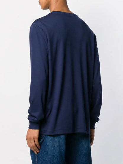 camiseta de manga comprida bordada com logotipo