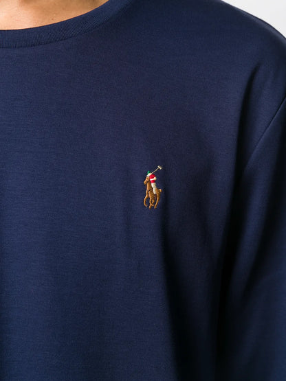 camiseta de manga comprida bordada com logotipo