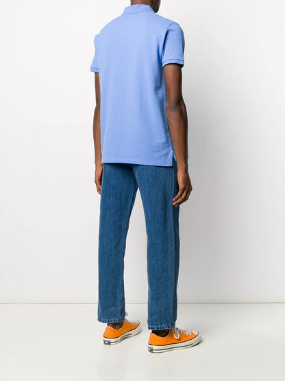 camisa polo de manga curta com logotipo bordado