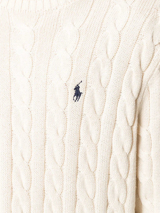 suéter de algodão tricotado com trança