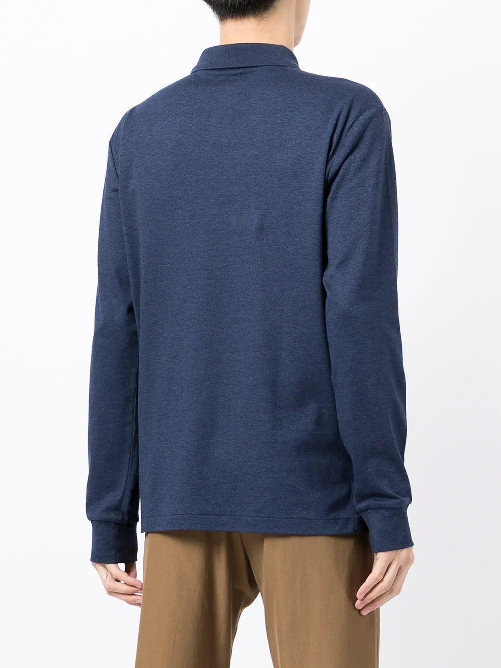 camisa polo de manga comprida com logotipo bordado