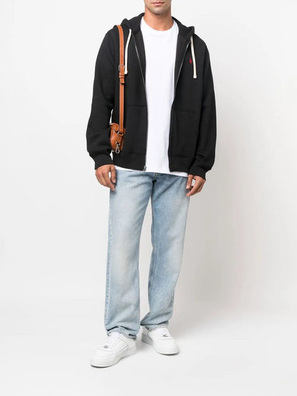 moletom com capuz e zíper com logotipo bordado