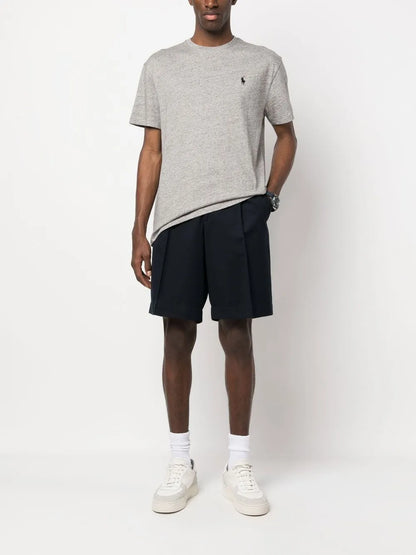 camiseta de algodão com bordado de logotipo