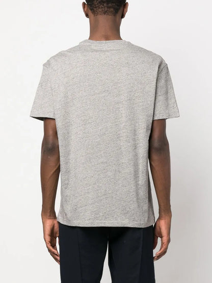 camiseta de algodão com bordado de logotipo