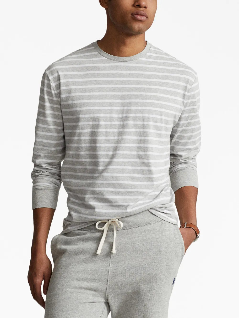 camiseta de algodão com estampa listrada