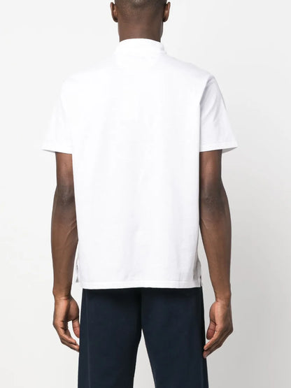 camisa polo de manga curta com logotipo bordado
