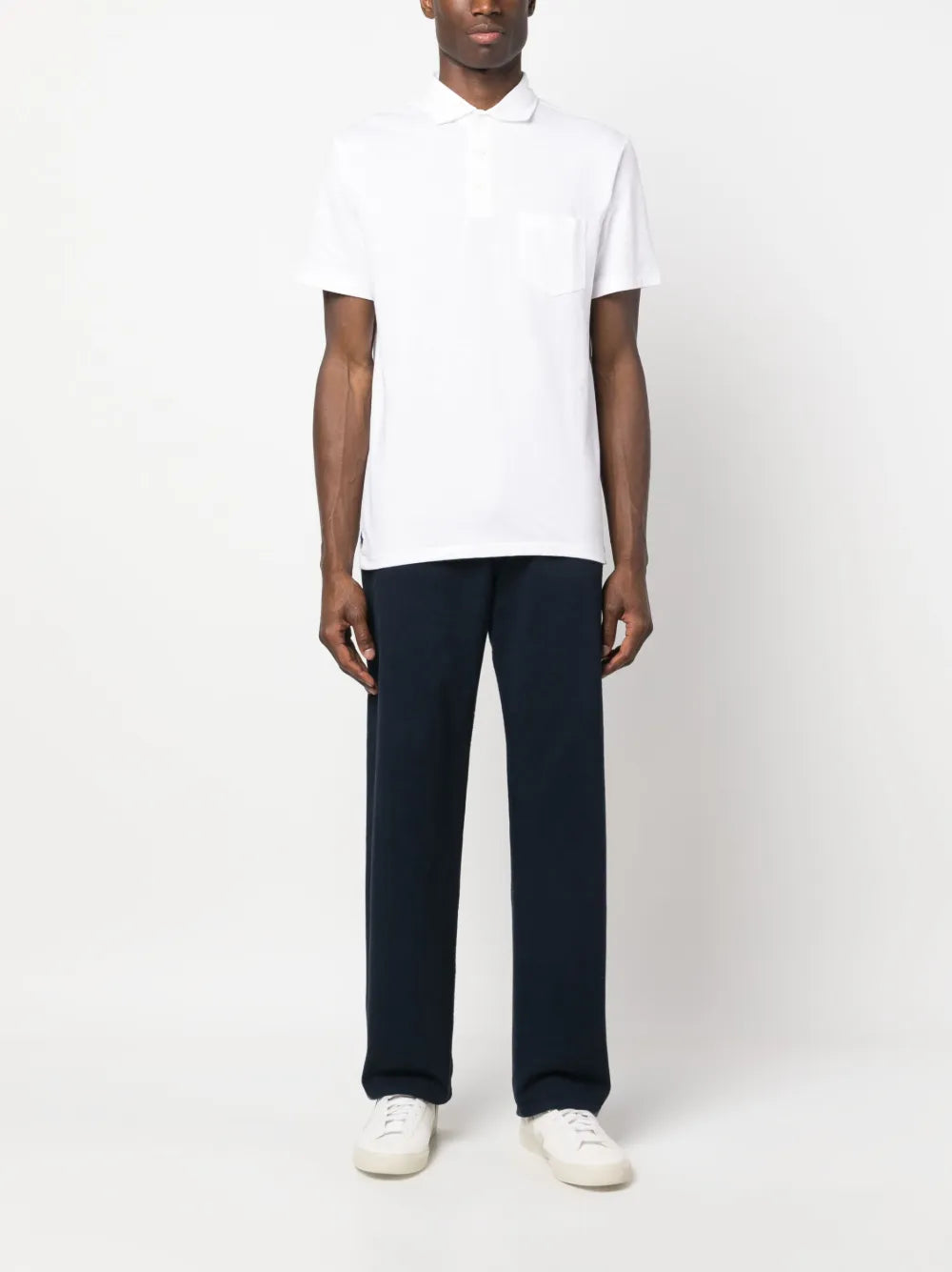 camisa polo de manga curta com logotipo bordado