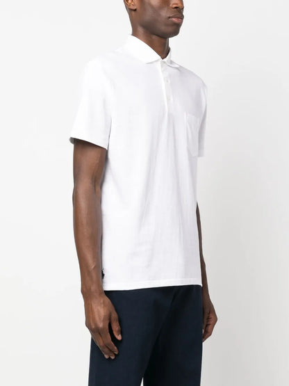 camisa polo de manga curta com logotipo bordado