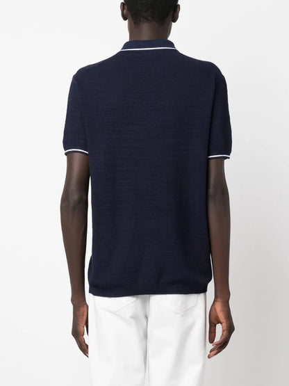 camisa polo de manga curta com logotipo bordado