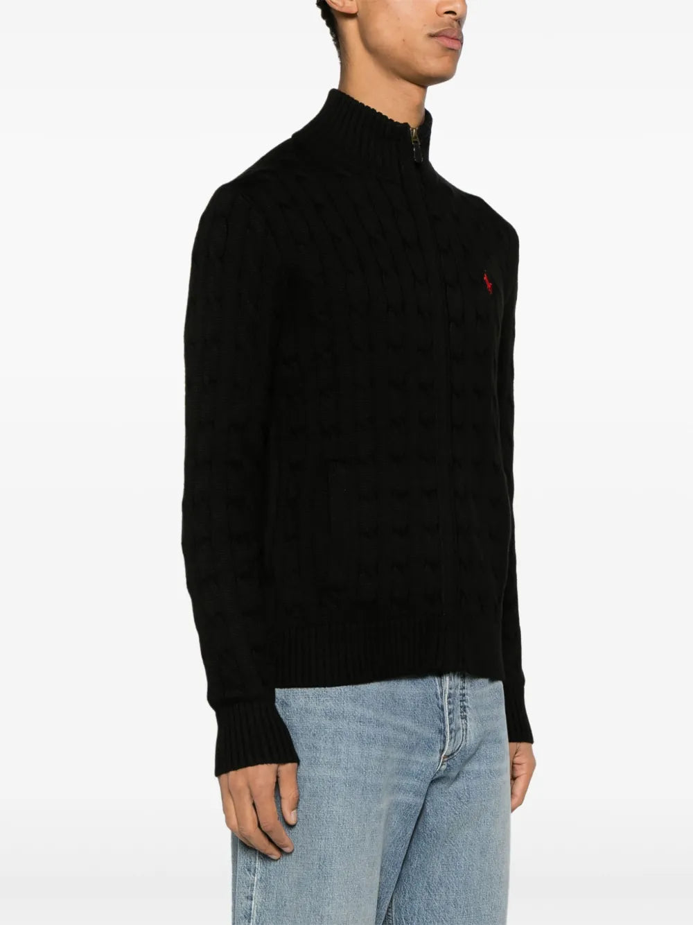 cardigan de algodão tricotado com zíper