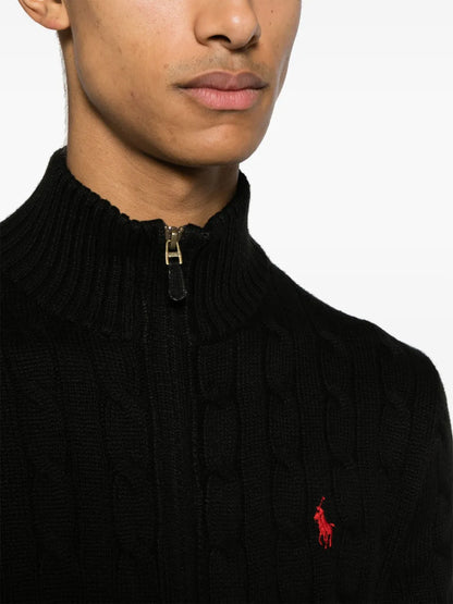 cardigan de algodão tricotado com zíper