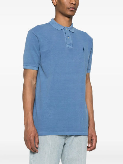 camisa polo de algodão com logotipo bordado