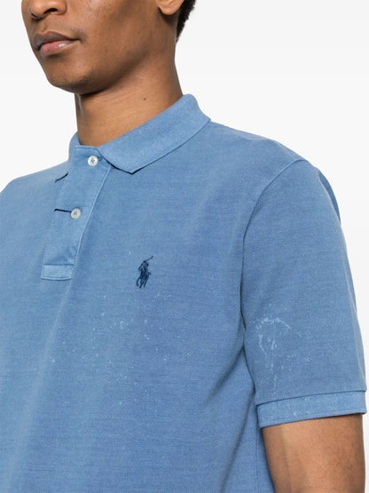 camisa polo de algodão com logotipo bordado