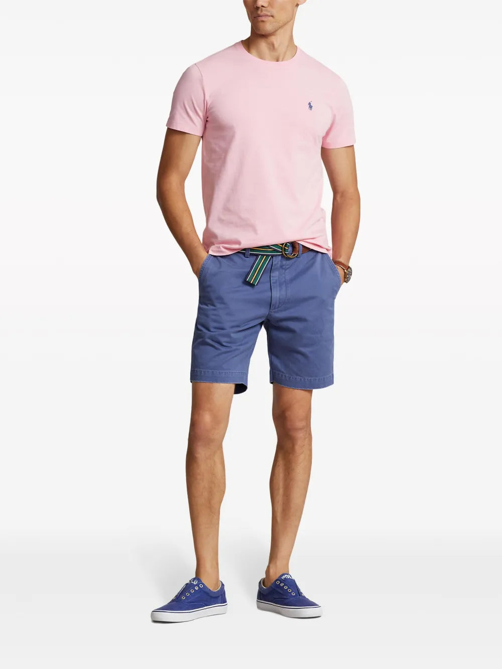 shorts chino de algodão de cintura média