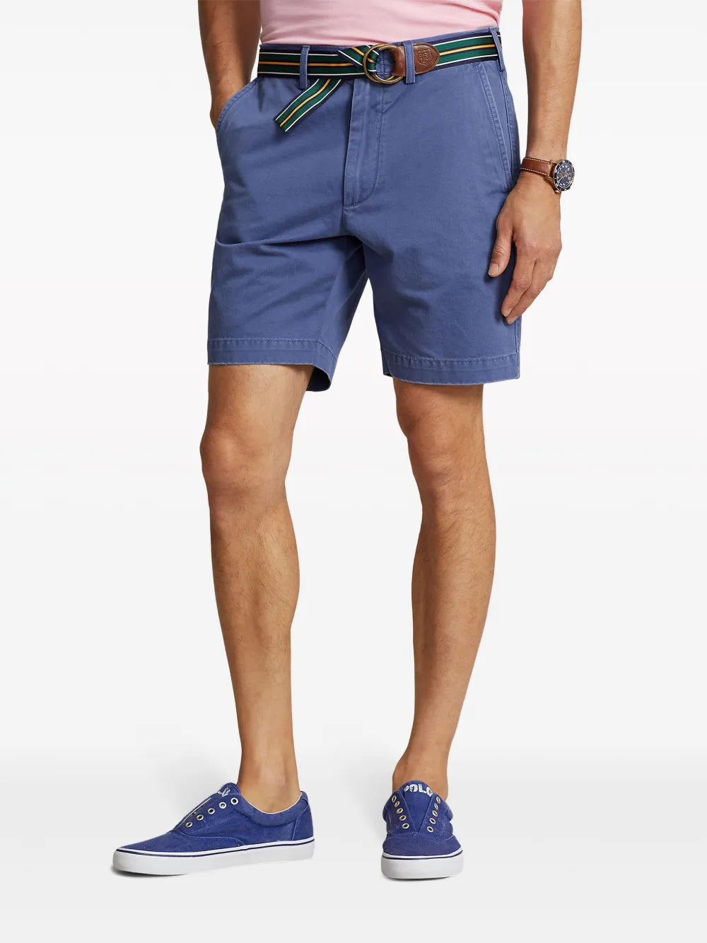 shorts chino de algodão de cintura média