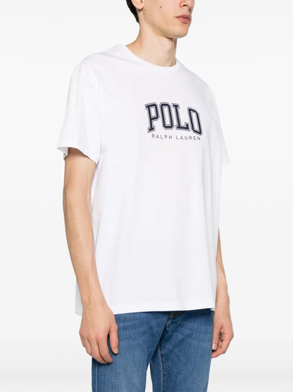camiseta de algodão com estampa de logotipo