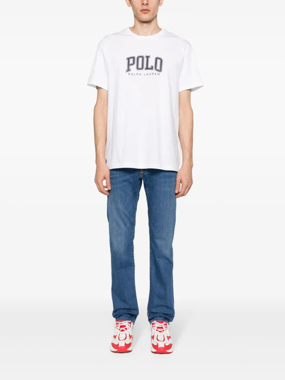 camiseta de algodão com estampa de logotipo