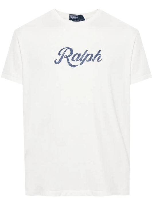 camiseta de algodão com estampa de logotipo