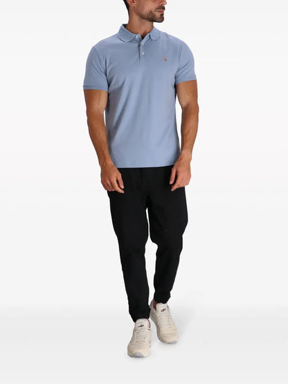 camisa polo de algodão com logotipo bordado