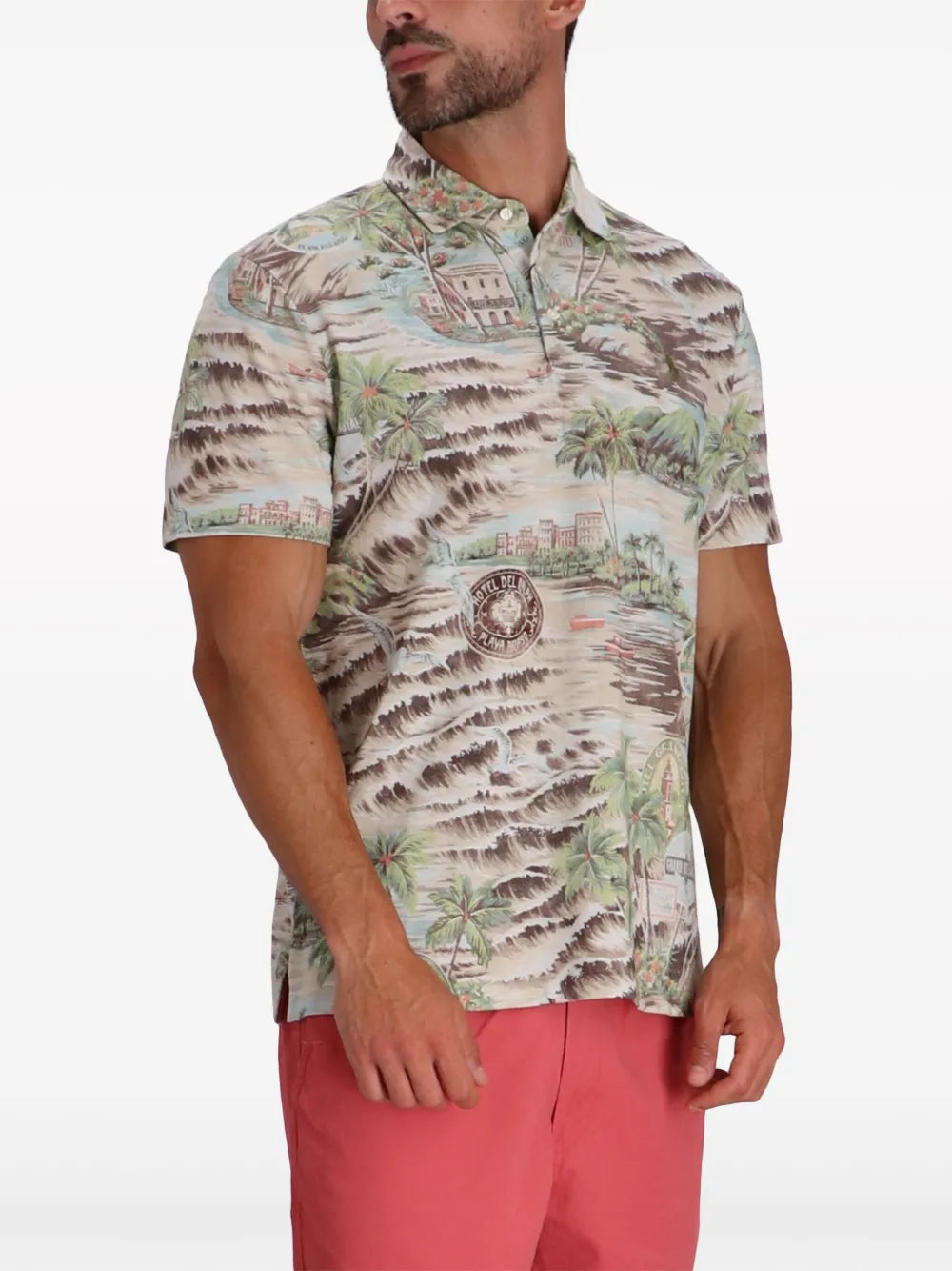 camisa polo de algodão com estampa gráfica