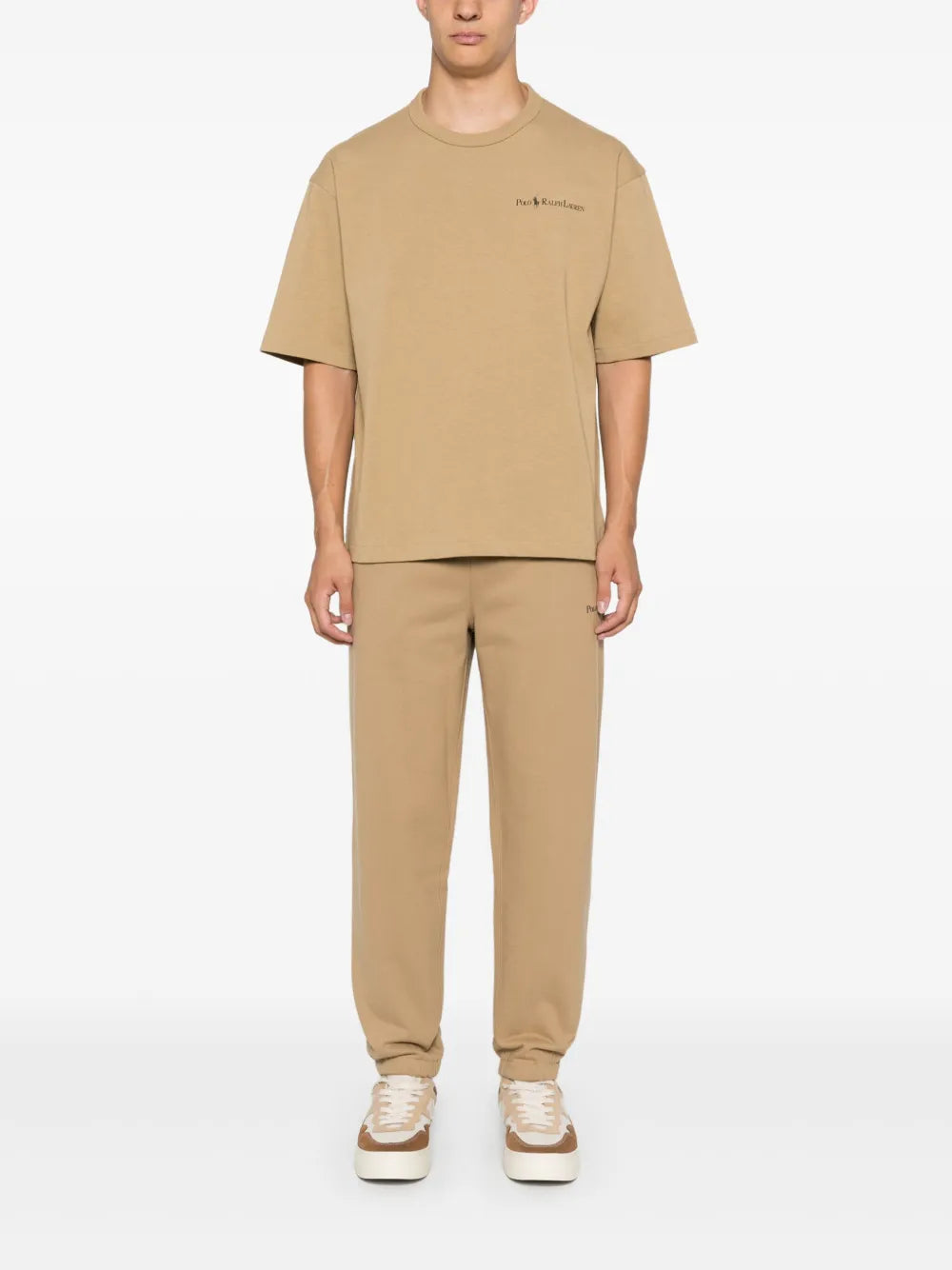 calças esportivas com estampa de logotipo