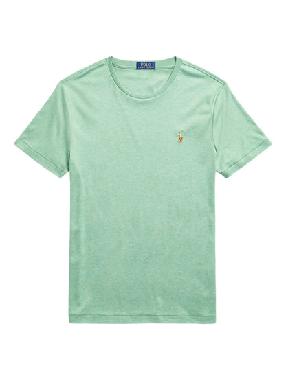 camiseta de algodão com gola redonda