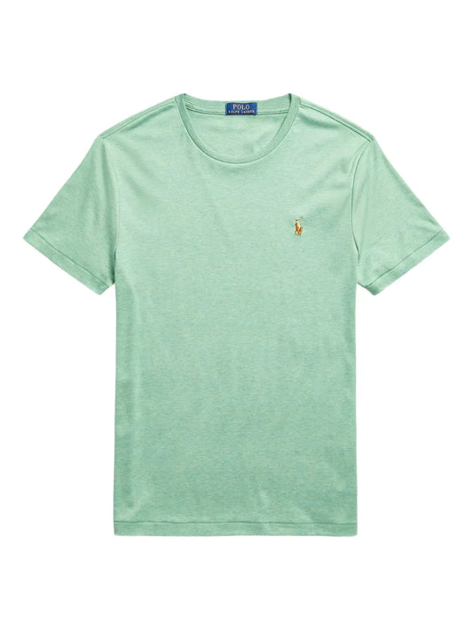 camiseta de algodão com gola redonda