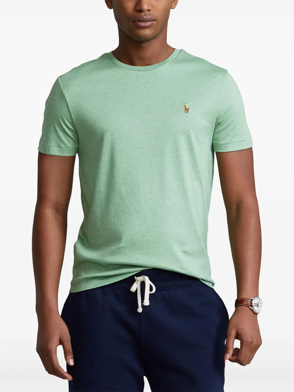 camiseta de algodão com gola redonda