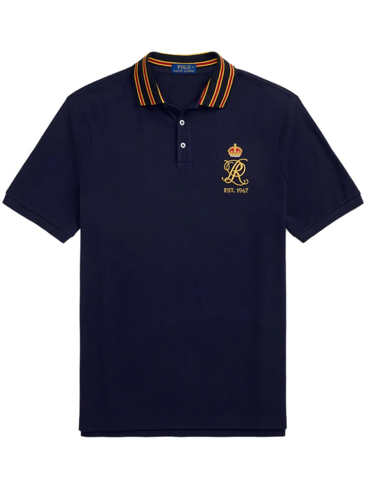 camisa polo de algodão com logotipo bordado
