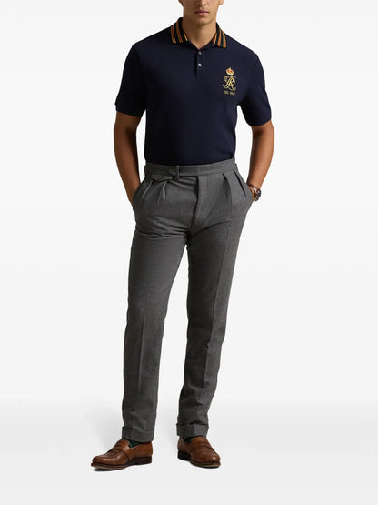 camisa polo de algodão com logotipo bordado