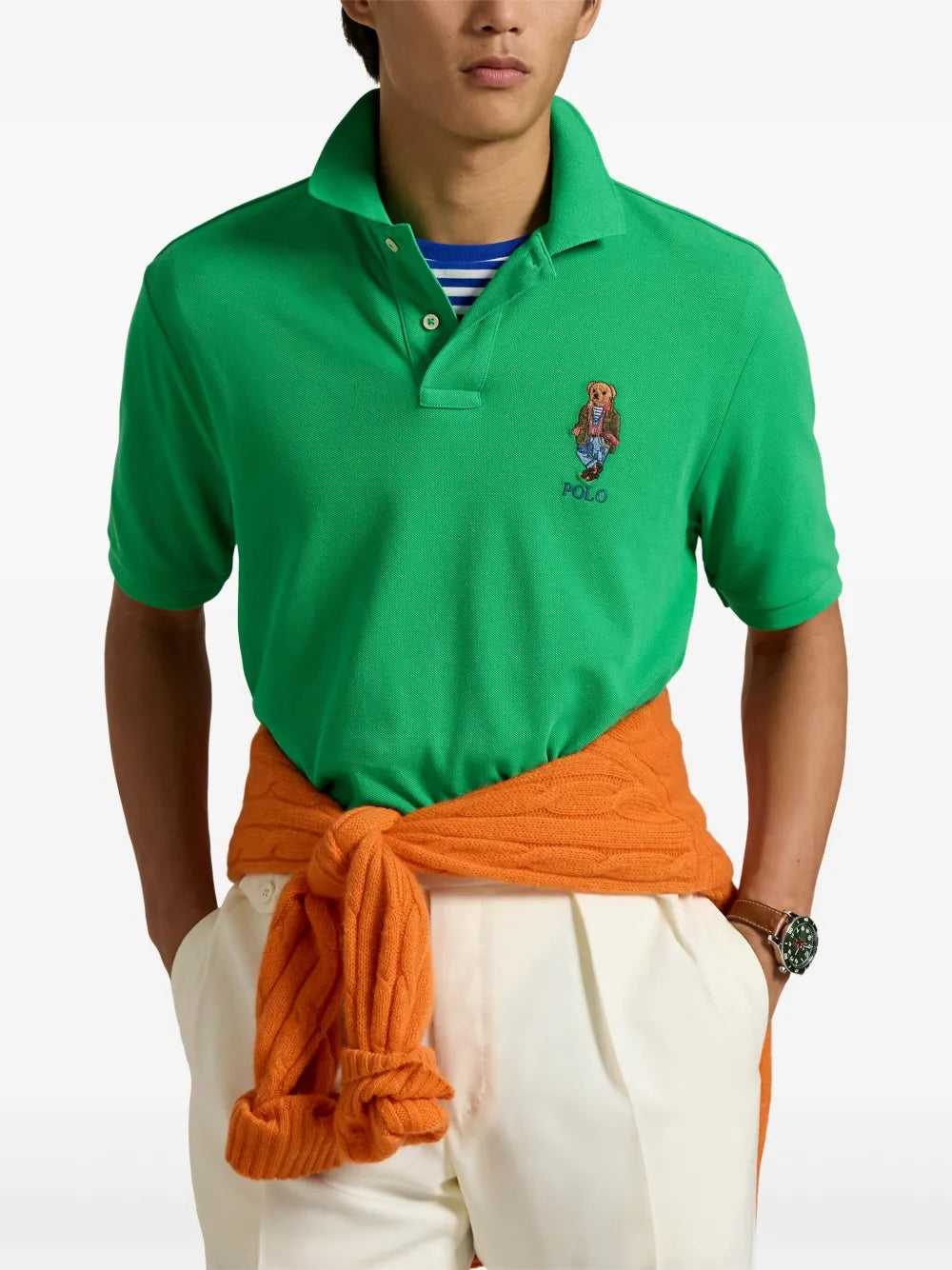 Camisa polo com aplique de urso Polo