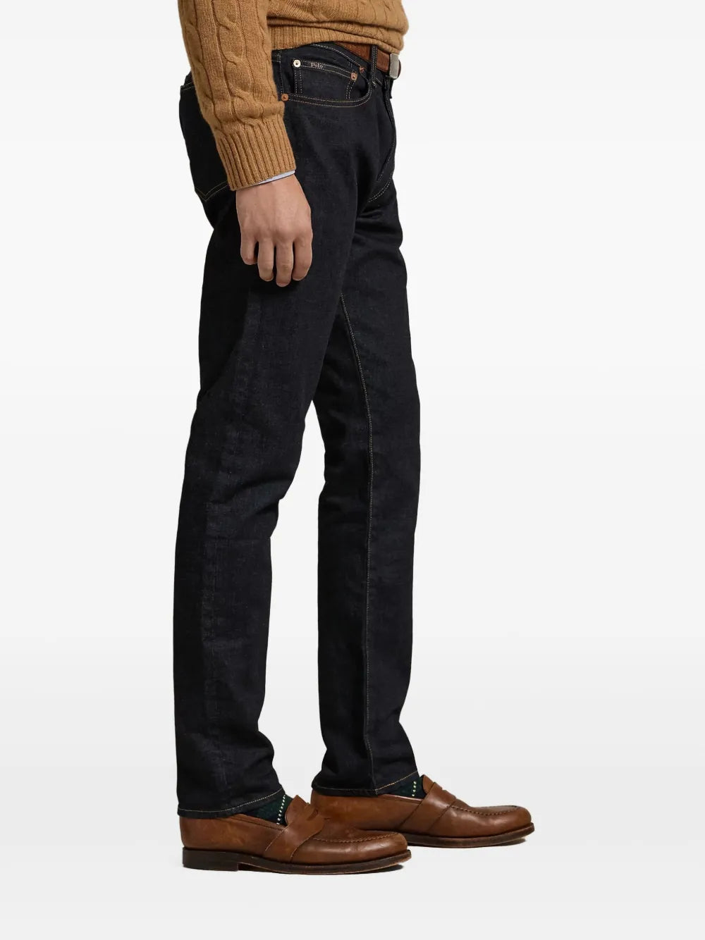 jeans com patch de logotipo