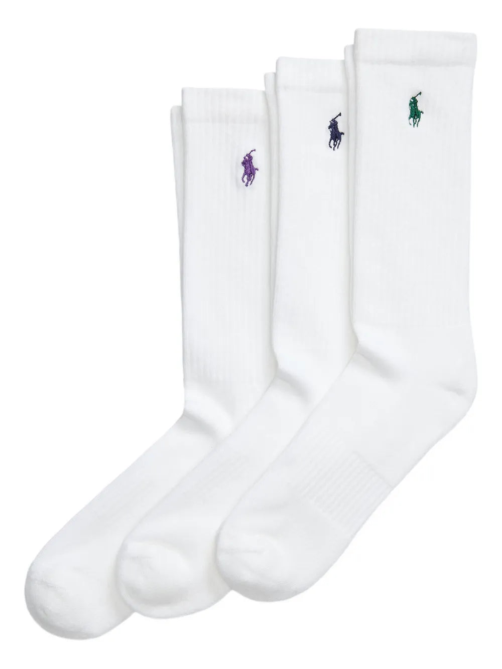 meias de cano alto com logotipo bordado (pacote com três)