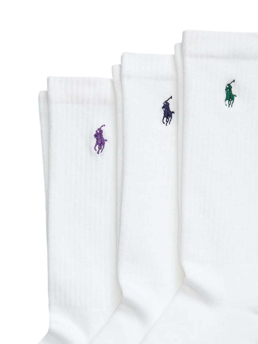 meias de cano alto com logotipo bordado (pacote com três)