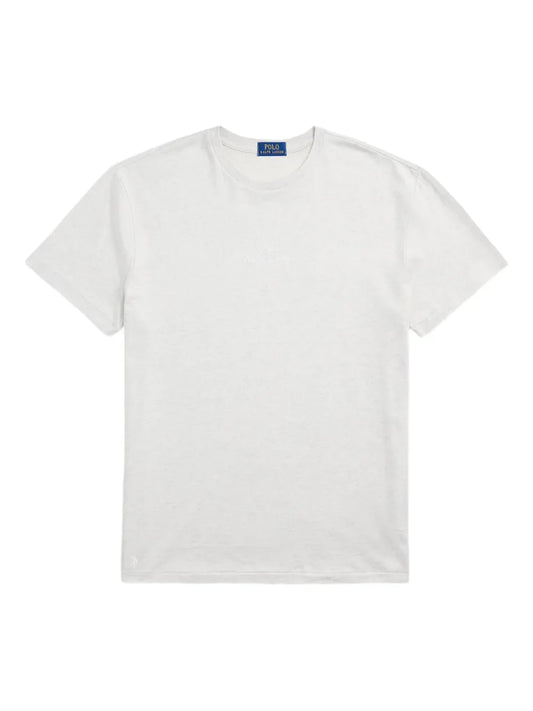 camiseta de malha com logotipo bordado