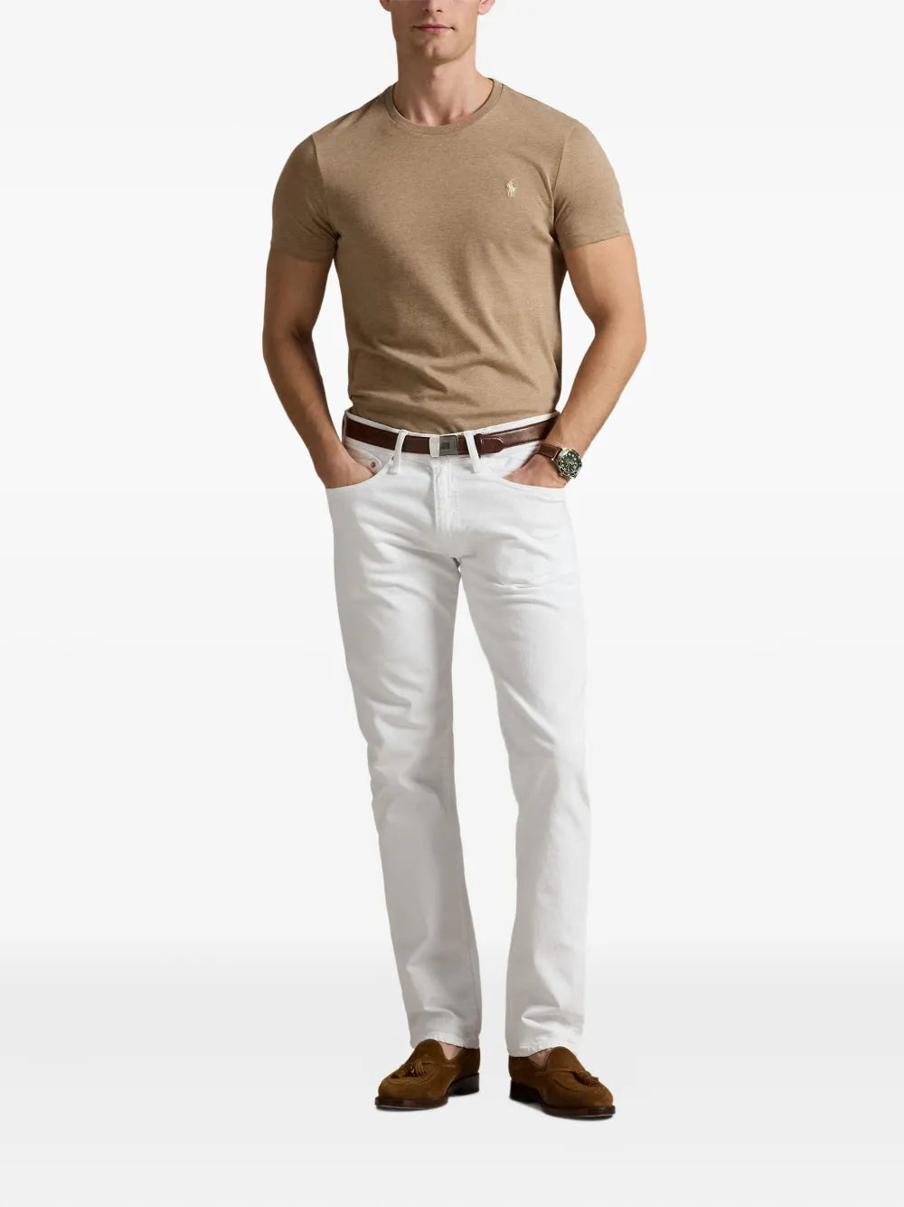 camiseta de algodão com logotipo bordado