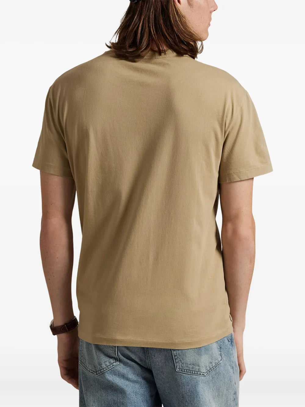 camiseta de gola redonda com estampa de logotipo