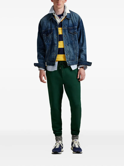 calças de moletom com logotipo bordado