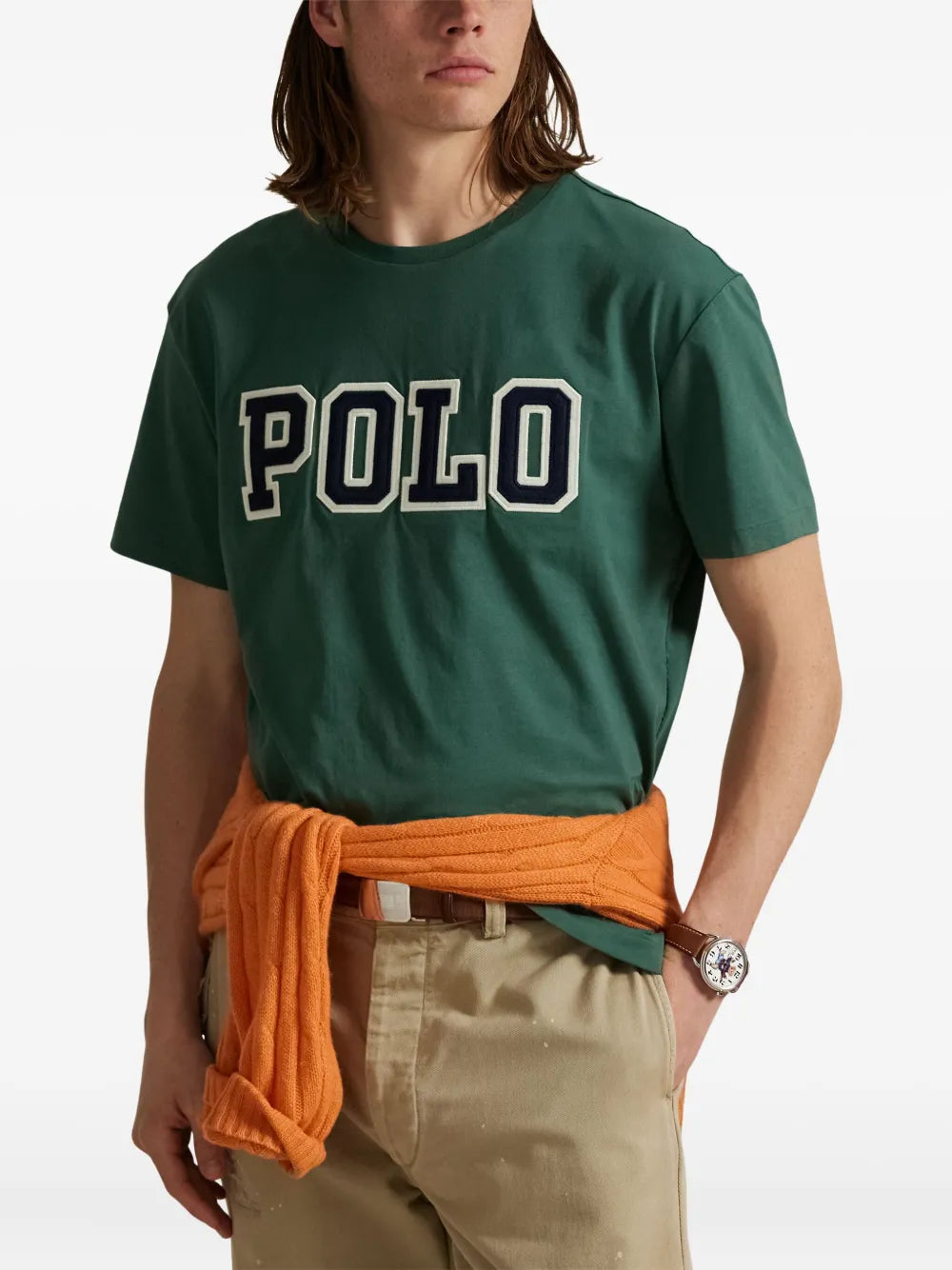 camiseta com aplique de logotipo