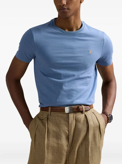 camiseta de gola redonda bordada