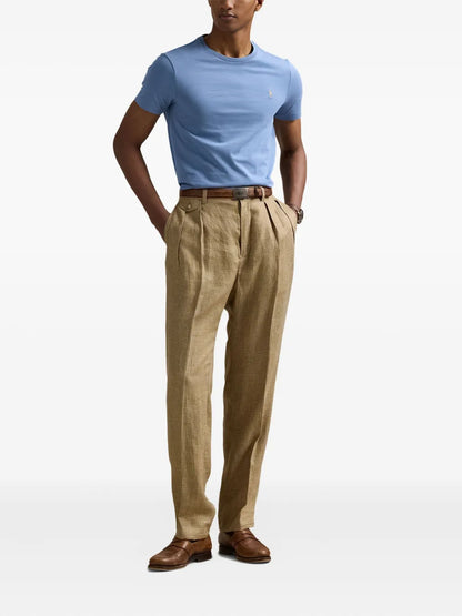 camiseta de gola redonda bordada